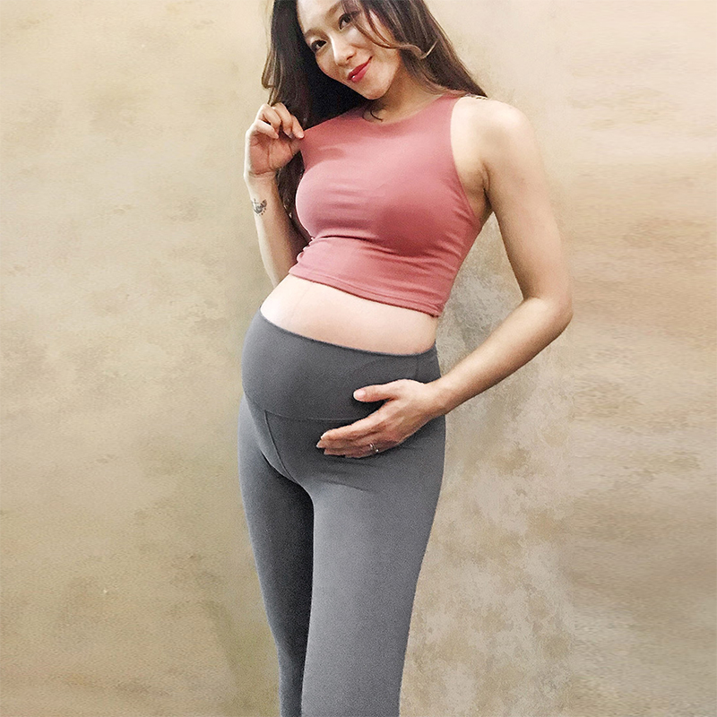 niceyo孕妇可穿瑜伽健身运动裸感紧身弹力显臀九分裤孕前孕中产后