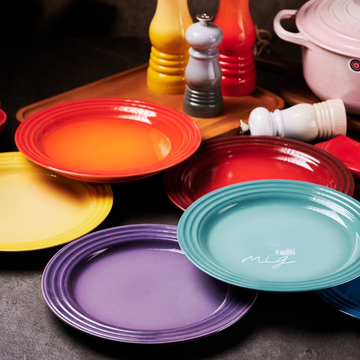 法国le creuset/酷彩 22cm/27cm西餐盘早餐盘 炻瓷菜盘甜品盘平盘