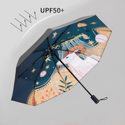 Red Leaf Umbrella Female Sun and Rain Sun Umbrella Sunscreen UV Protection Small Folding Upf50+ 50% Off Sunshade
