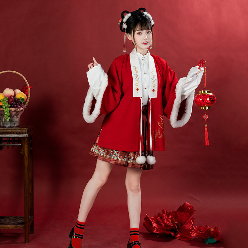 总角汉服 贺新元成人款 原创短袄半臂改良短裙长裙汉元素女装现货