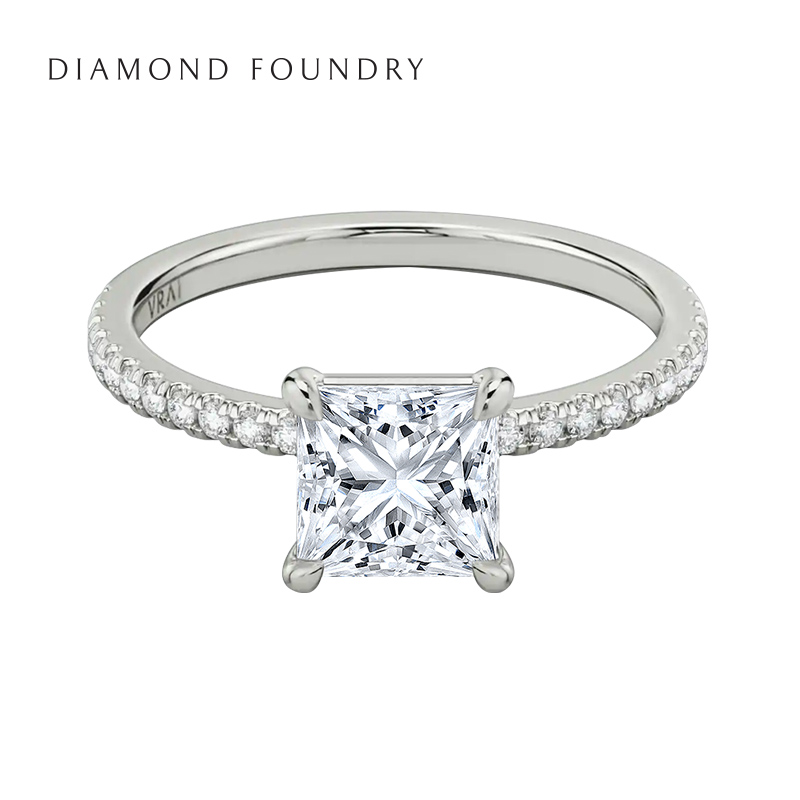 【培育】Diamond Foundry 极简铺钻公主方婚戒女戒指钻石CVD一体