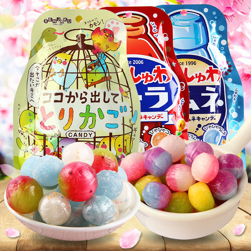 日本进口扇雀饴鸟笼糖什锦水果汽水味糖果65g柠檬味糖