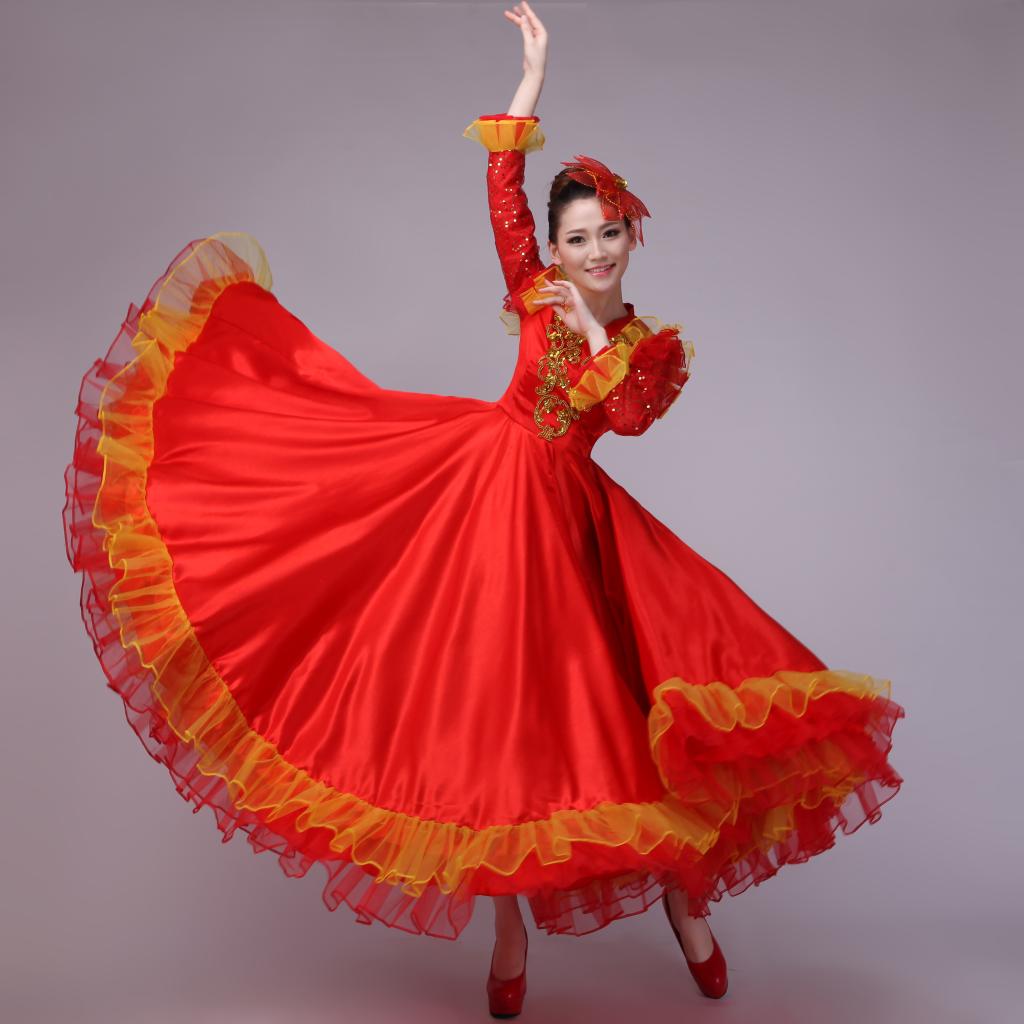新款现代民族舞蹈服装长裙连衣裙演出服开场舞大摆裙成人女大合唱在类目 女装/女士精品, 唐装/民族服装/舞台服装, 民族服装/舞台装中 - 来自Buy2taobao.com提供专业的淘宝代购服务