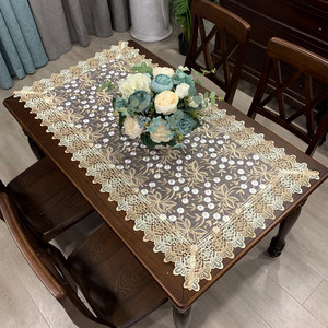 欧式田园餐桌布艺桌布刺绣花茶几垫防烫欧根纱新中式奢华高档台布