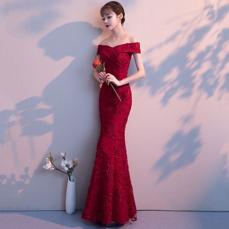 晚礼服女2019新款长款黑色婚纱暗黑系聚会礼服裙鱼尾敬酒服新娘在类目 女装/女士精品, 婚纱/旗袍/礼服, 礼服/晚装中 - 来自Buy2taobao.com提供专业的淘宝代购服务