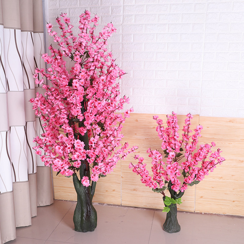 仿真桃花假树盆栽客厅摆设装饰桃树落地花室内树假塑料植物大盆景