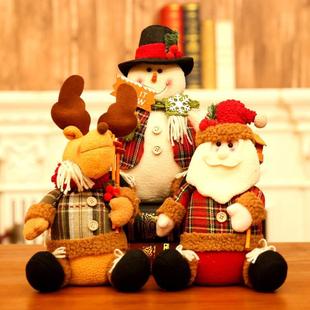 坐姿圣诞老人公仔娃娃雪人麋鹿酒店吧台前台桌面圣诞节装饰摆件丨