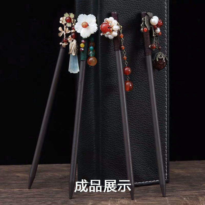 一折木簪子diy材料包_桃木簪子手工头饰自制diy材料包原木头棍子古风