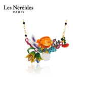 Out of print Les Nereides Ocean Fantasy Collection Gold Fish Necklace French Gold Plated Colorful Enamel Pendant