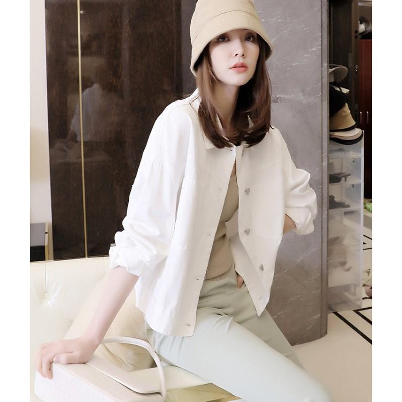 今年流行白色牛仔外套女夏2021年新款薄款纯棉后背设计感口袋外搭