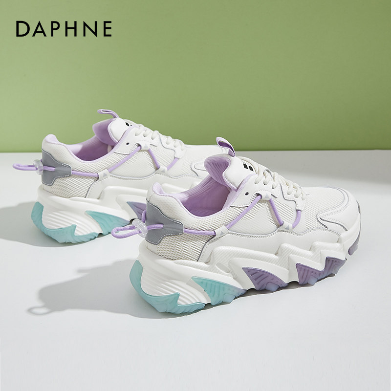 达芙妮老爹鞋女显脚小轻便女鞋2021春季新款波浪底增高运动休闲鞋