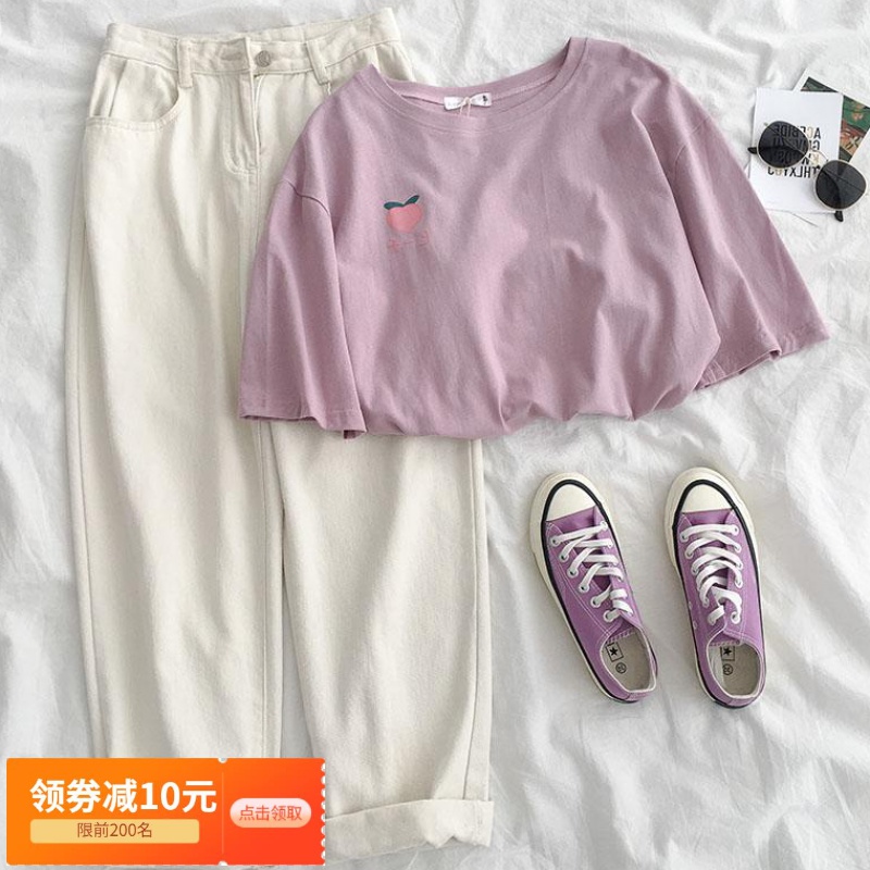 时尚两件套装印花T恤夏季2019新款女韩版网红洋气上衣百搭潮裤子|msdalam kategori mod main/animasi/Zhou Bian/cos/permainan papan, kostum cosplay/props/perkhidmatan, Wanita Cosplay - dari Buy2taobao.com untuk memberikan perkhidmatan ejen Taobao profesional membeli