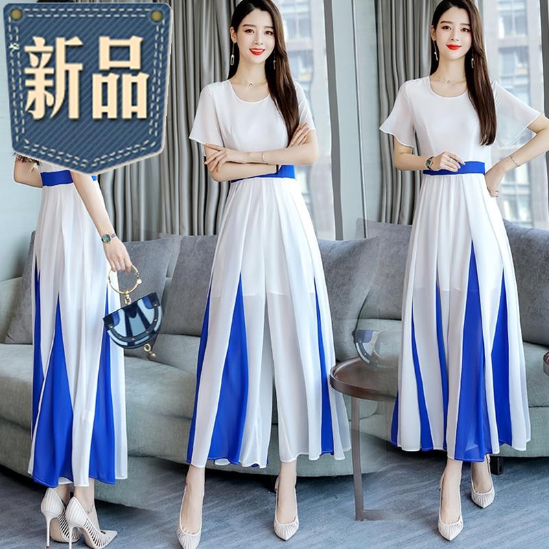 Fashionable Hit color Dress Conjoined Wide leg b Korean Edition Paige Chiffon Conjoined Short sleeved trousersin the Women's clothing/Boutique , Pants , Casual pants category - from Buy2taobao.com to provide professional Taobao agent buy service