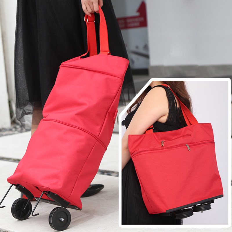 折叠购物袋带轮子买菜神器多功能拖轮包便携手提包女伸缩式两用包