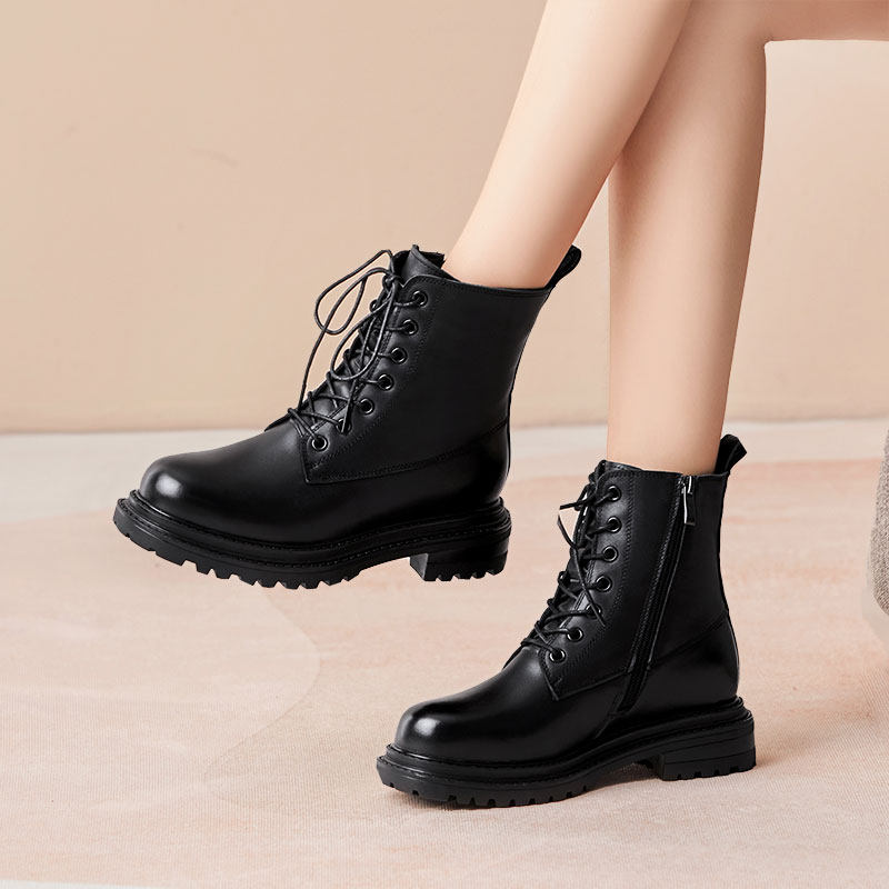 真皮马丁靴女英伦风冬加绒棉鞋头层牛皮女士皮鞋春秋单靴纯皮短靴