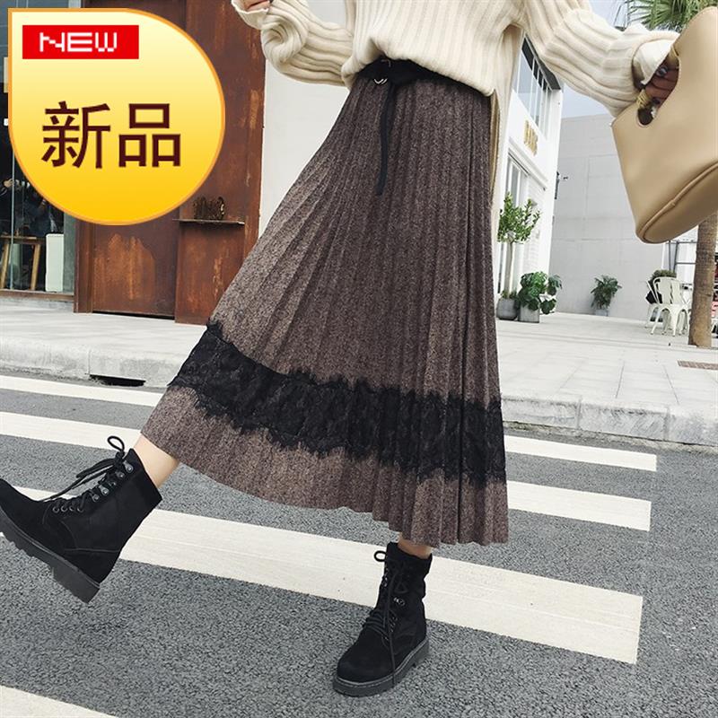 复古毛呢百褶长裙大摆裙女秋冬2018d新款韩版高腰中长款a字半身裙|ruв категории Женская одежда, юбка - от Buy2taobao.com для оказания профессиональной услуги покупки агента Taobao