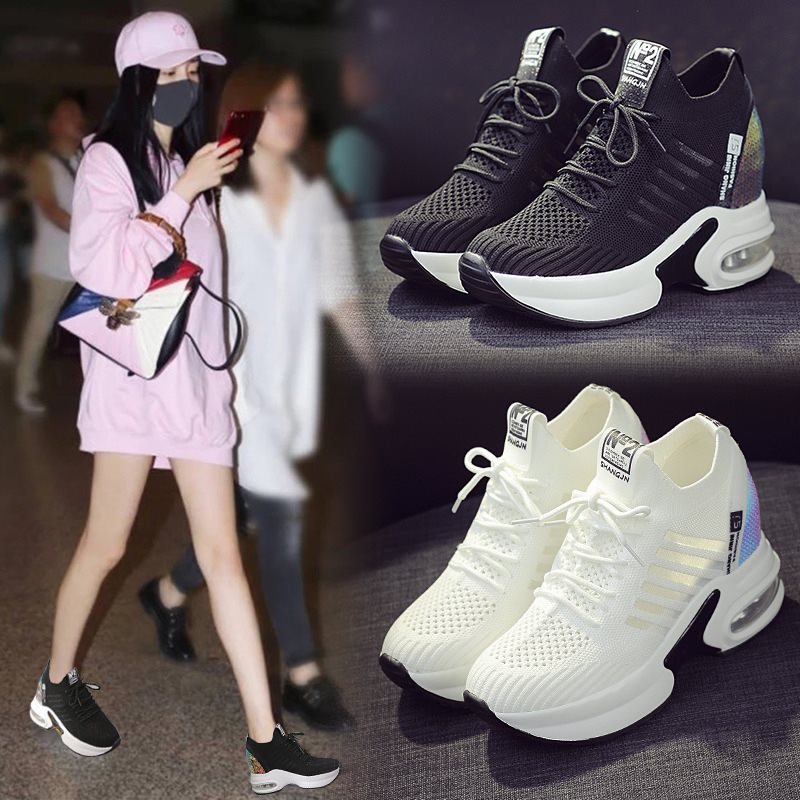 内增高运动女2019夏季新款透气飞织网面小白鞋网红休闲老爹女鞋子|msdalam kategori Butik wanita / wanita, baju-T - dari Buy2taobao.com untuk memberikan perkhidmatan ejen Taobao profesional membeli
