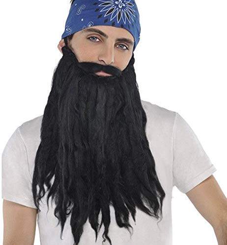 amscan black pirate beard and moustache阿姆斯潘黑海盗胡子