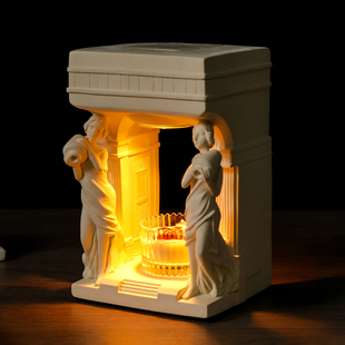 神庙融蜡灯摆件水泥石膏定时客厅卧室内床头小夜灯氛围感香薰蜡烛