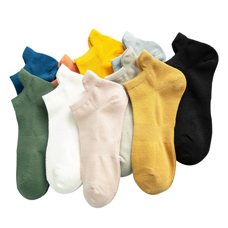 纯棉袜子男夏天网眼薄款短袜透气全棉吸汗防臭浅口提耳日系短腰袜