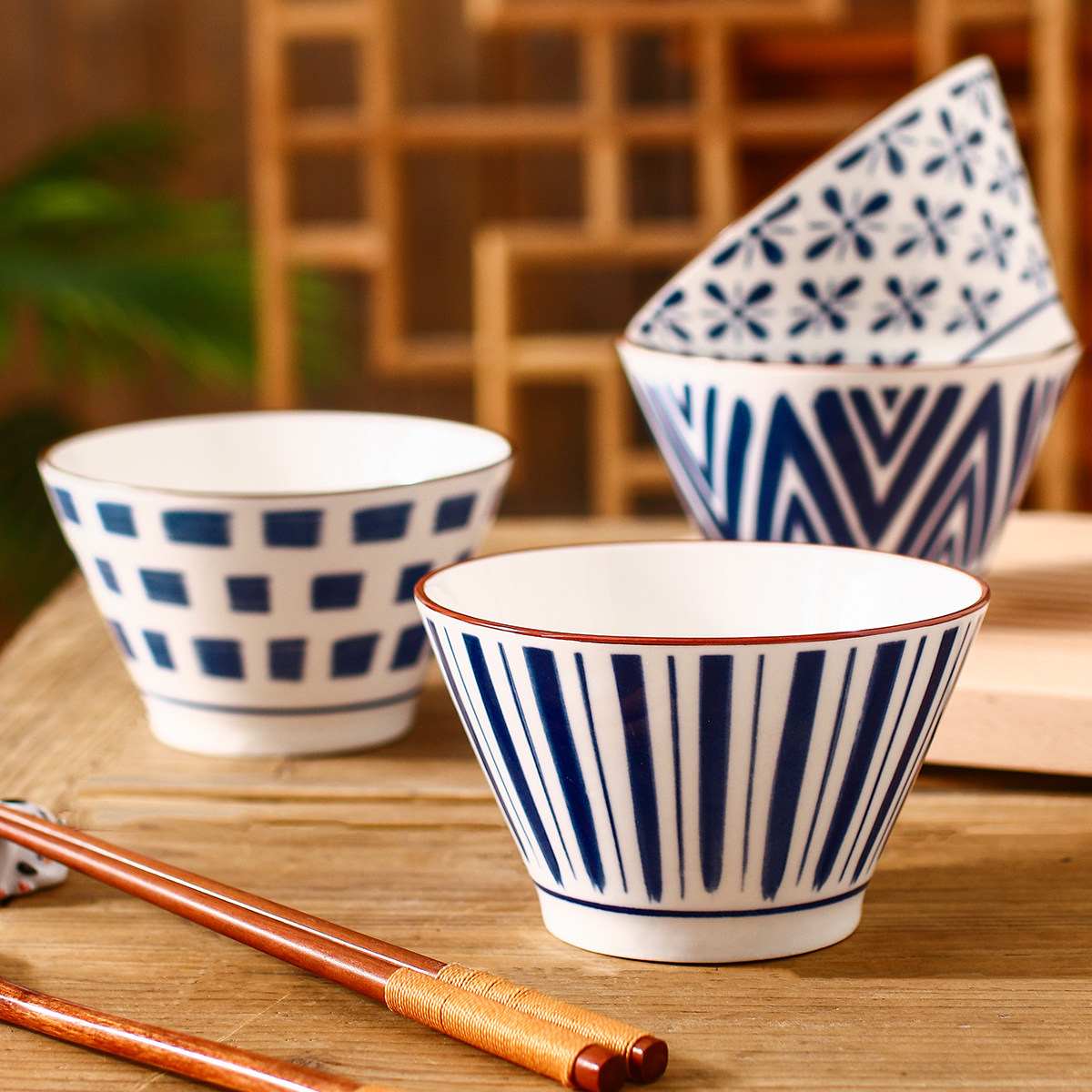 碗家用2021新款网红日式陶瓷5寸斗笠碗吃饭碗高颜值现代高脚防烫