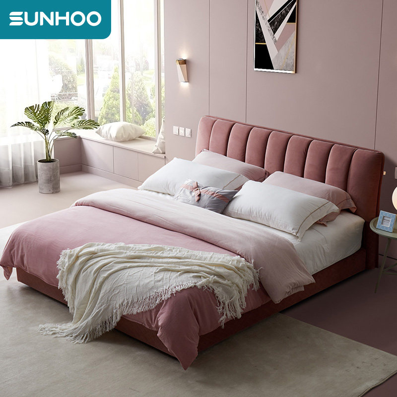 双虎 布艺床北欧1.8m主卧简约现代1.5轻奢高箱储物双人床