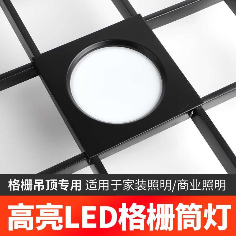 led格栅灯15x15铝网格吊顶双头10*20黑色葡萄架专用方形筒灯射灯