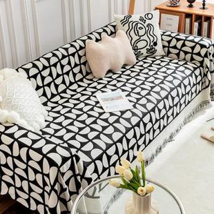 黑白格子沙发盖布防猫抓布沙发套罩2022新款万能垫V四季通用沙发