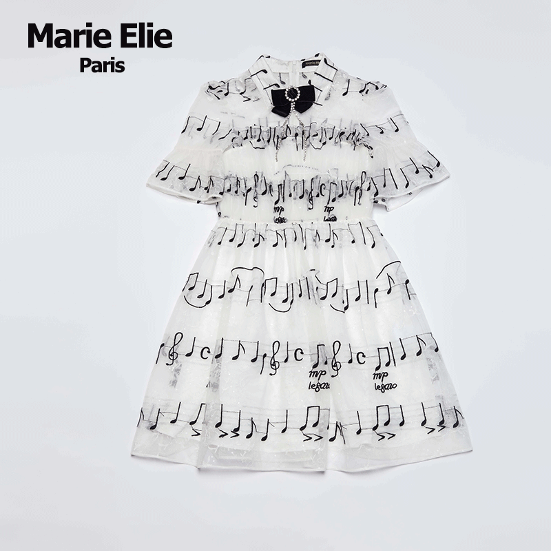 Marie Elie 映悦音符蝴蝶结连衣裙 E2922M68602