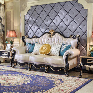 欧式真皮沙发 实木沙发 双面雕花 高端家具  客厅美容院酒店家具