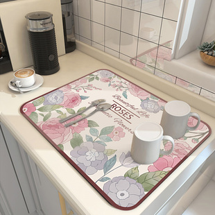 厨房沥水垫水龙头台面硅藻泥吸水垫洗手台桌面杯垫碗盘防溅水垫子