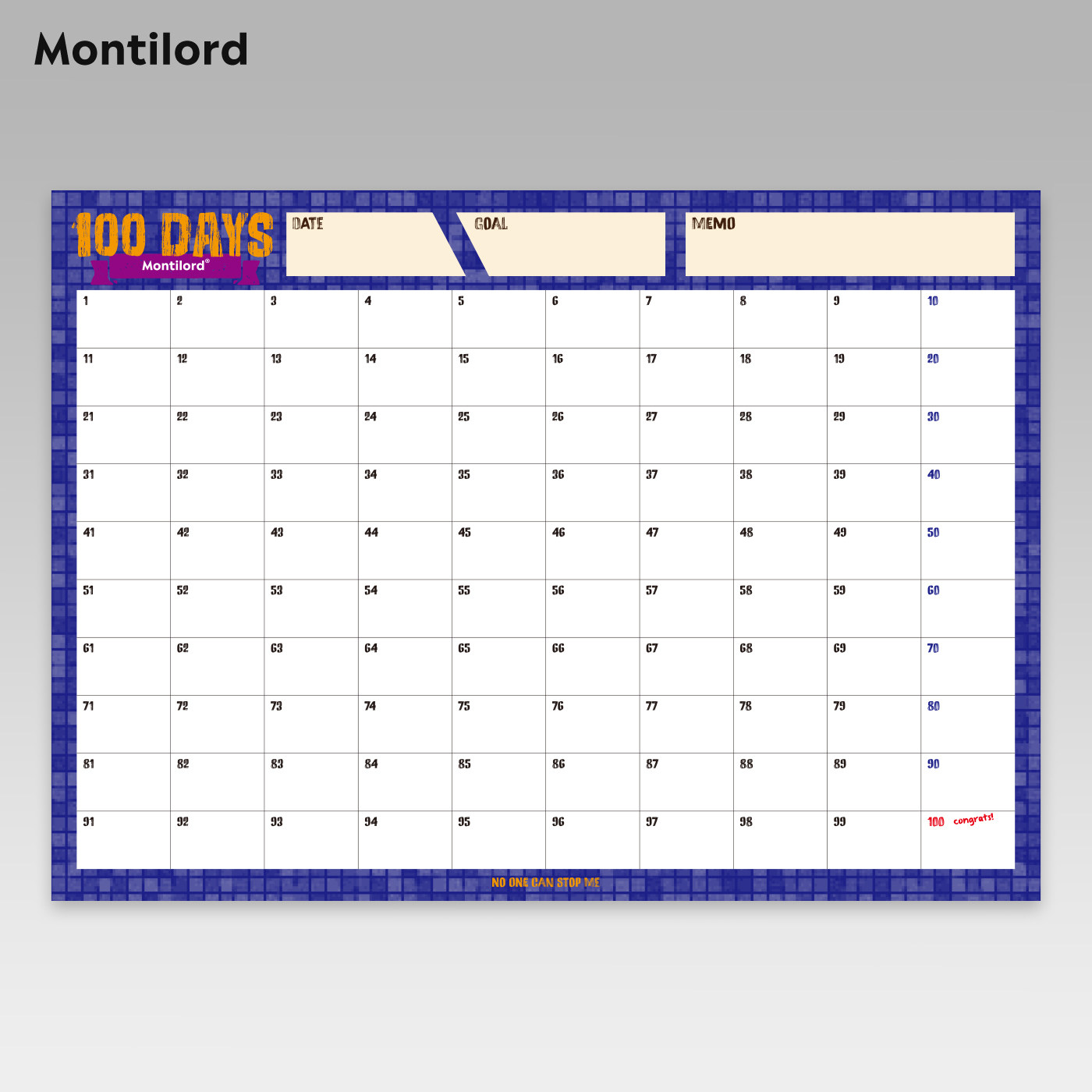 『montilord』100天计划表 单墙贴考研减肥日程表习惯养成周记录表倒