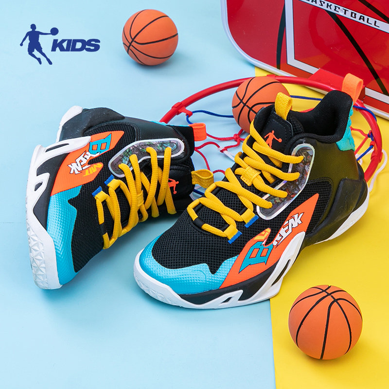 乔丹儿童篮球鞋男童运动夏季网面减震鞋子中大童高帮专业训练童鞋