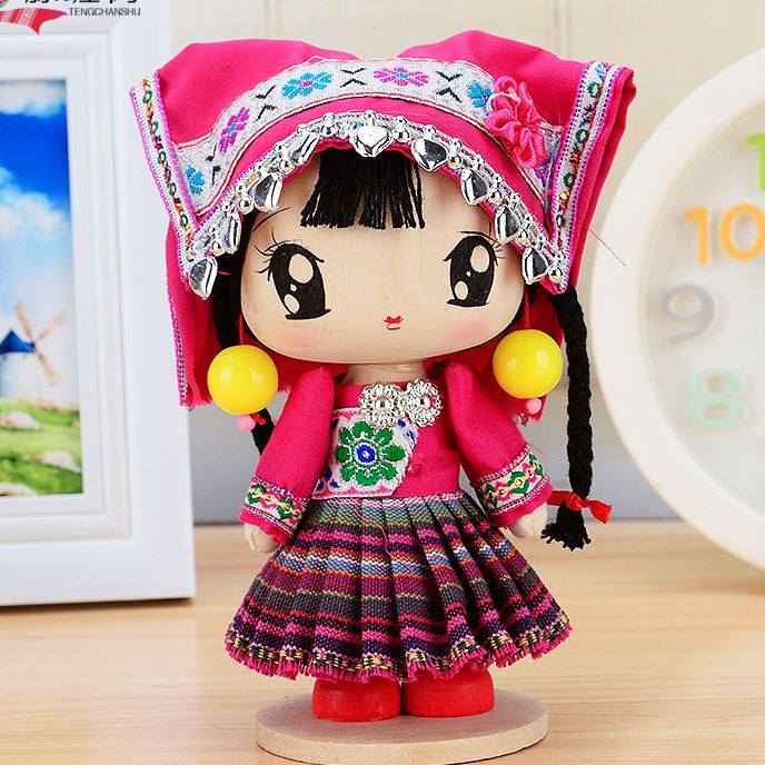 藤缠树广西少数民族壮族特色饰品摆件送礼木偶娃娃纯手工艺礼盒装