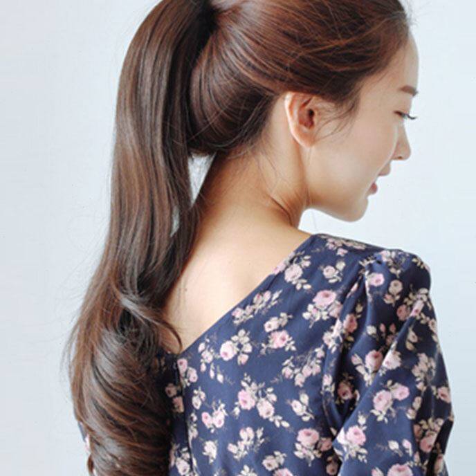 热销假发女长直发真人发丝马尾