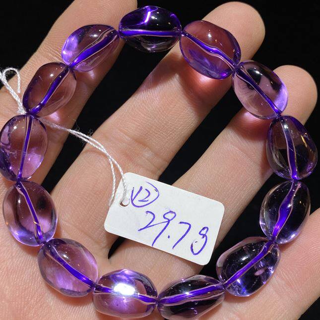 紫水晶手串女纯天然_纯天然紫水晶手链女款转运水晶随形手串饰品超值
