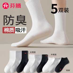 袜子男士中筒袜纯棉春秋青少年男生体育生白袜防臭吸汗运动长筒袜