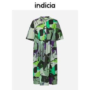 indicia花色衬衫直筒连衣裙2023夏季商场同款标记女装5B304LQ140