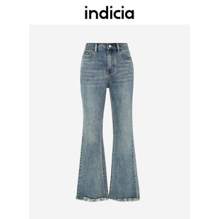 indicia蓝色微喇牛仔裤长裤休闲裤女夏季商场同款标记女装