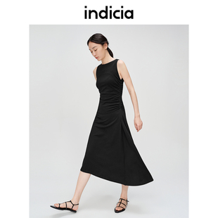 indicia标记商场同款夏褶皱不规则设计感无袖连衣裙长6B404LQ234F