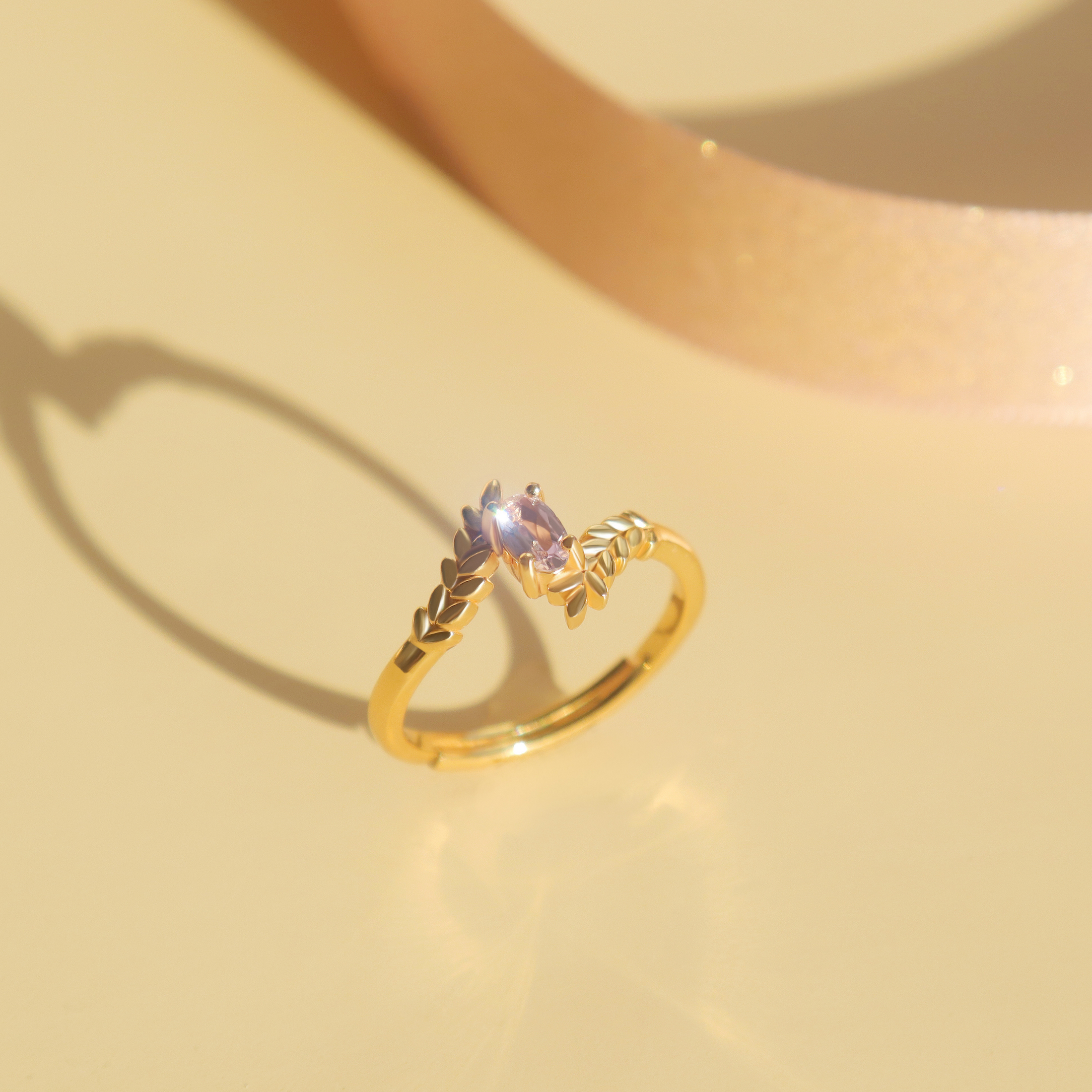 【麦麦】日系紫水晶戒指复古气质宝石开口指环原创设计轻奢女新款