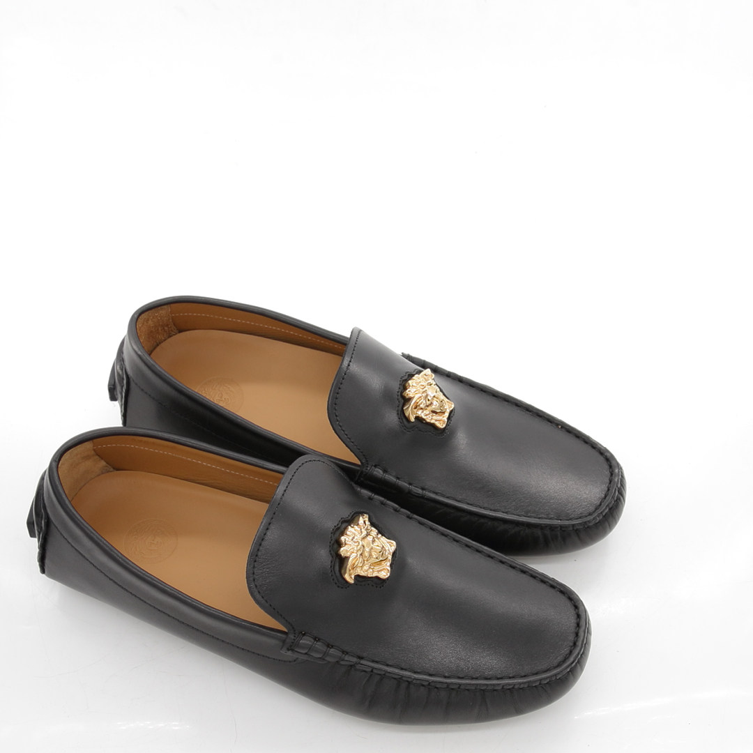 versace/范思哲美杜莎 男真皮一脚蹬商务休闲皮鞋1003701 1a00693