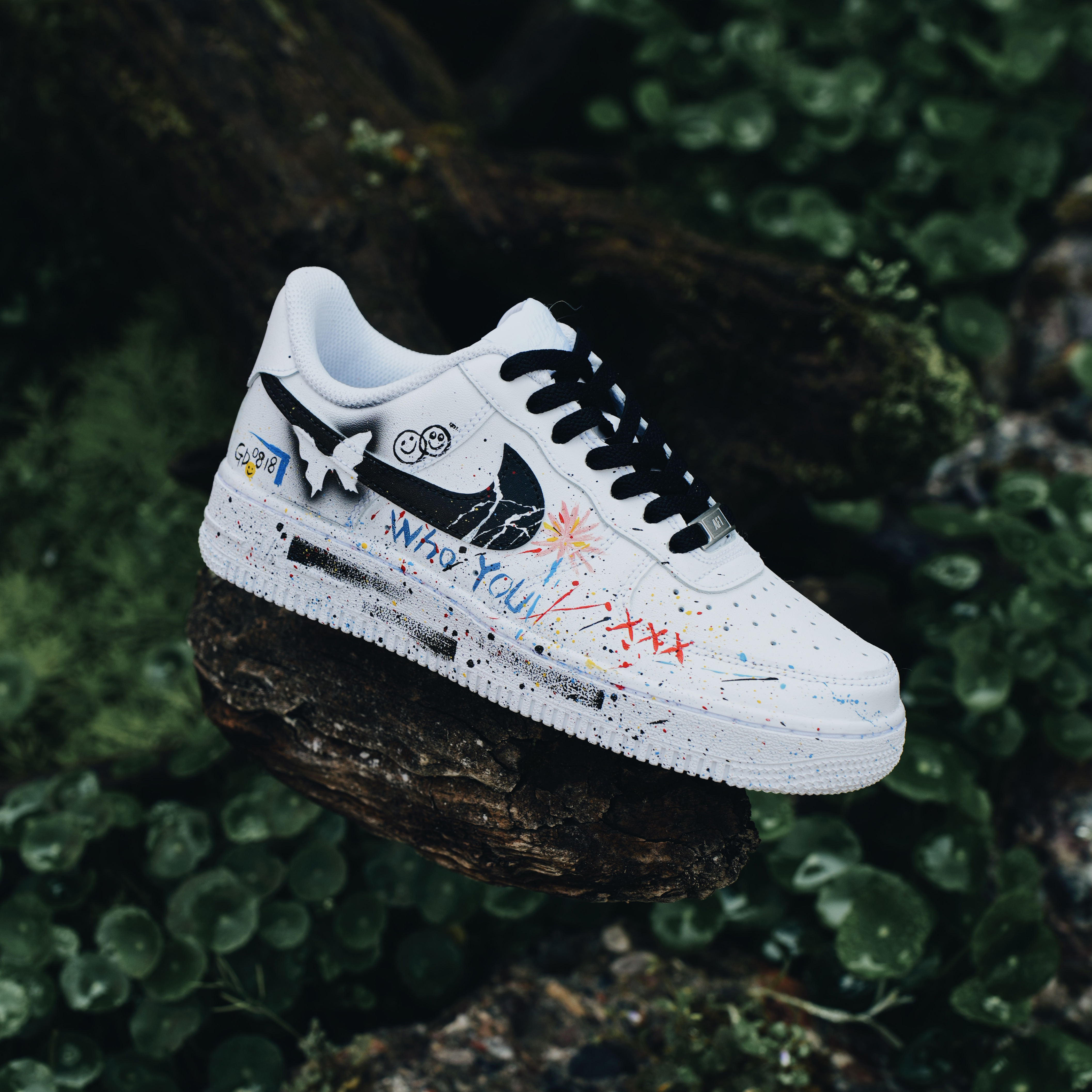 nike air force1 af1空军一号权志龙gd涂鸦笑脸泼墨男女鞋定制球