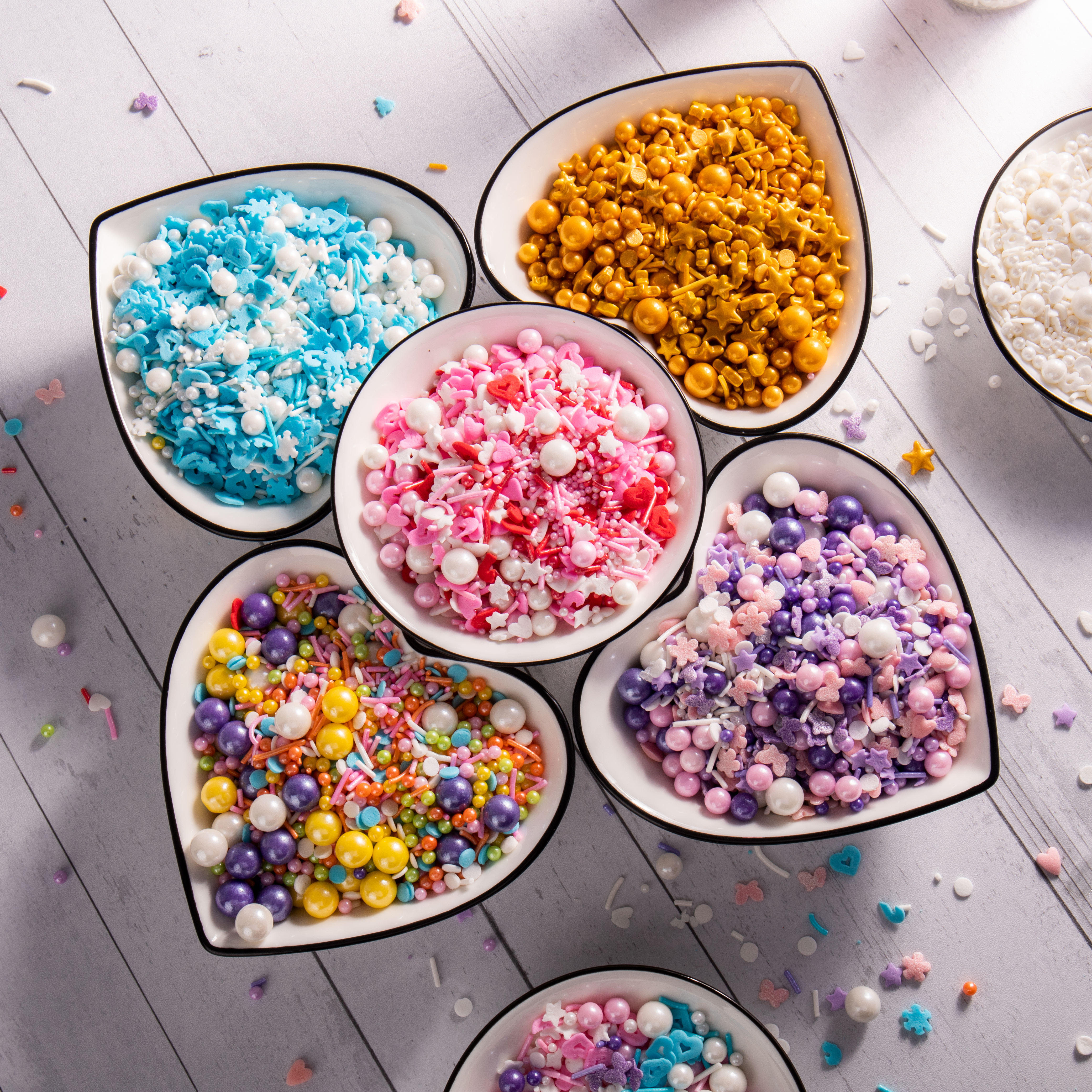 糖珠蛋糕装饰珍珠糖银珠彩色糖珠糖粒糖片巧克力豆烘焙彩针甜甜圈