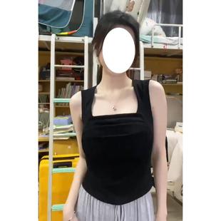 大码黑色打底吊带带胸垫背心女夏外穿胖mm遮副乳内搭辣妹无袖上衣