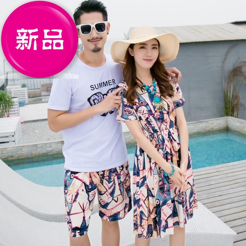 Couples dress Summer wear 2018 new pattern Large Honeymoon Dress Beach Short sleeved fashionin the Women's clothing/Boutique , T-shirt category - from Buy2taobao.com to provide professional Taobao agent buy service