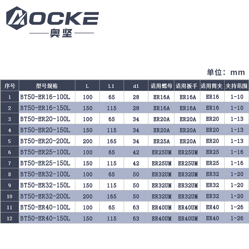 BT50-ER16/20/25/32/40-100/150/200L加工中心CNC机床数控刀柄杆