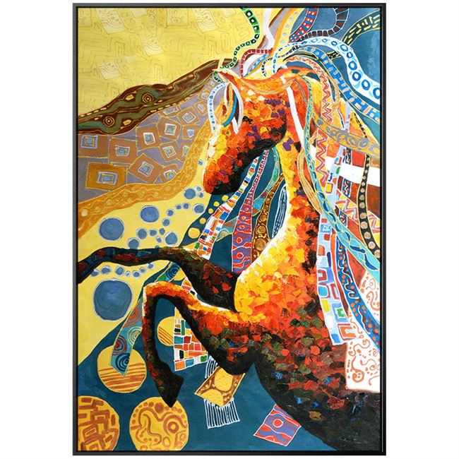 北欧轻奢玄关装饰画走廊过道壁画马头彩绘抽象现代客厅背景墙挂画