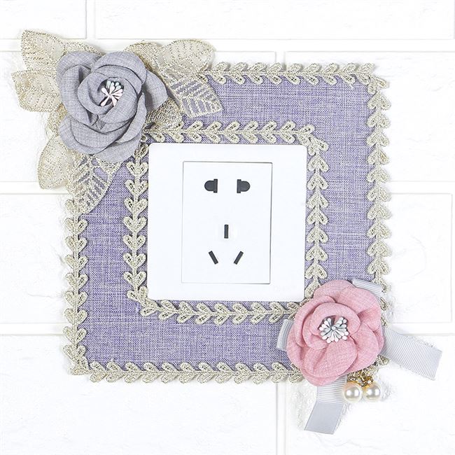 立体开关套田园韩式布艺开关贴方型加厚防尘开关罩绸缎插座套罩9