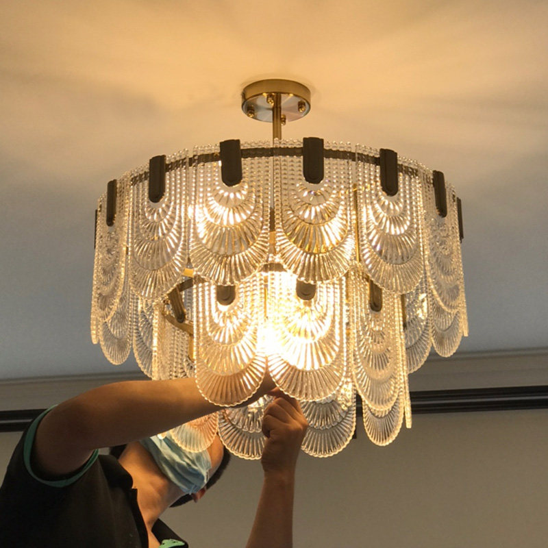 美式复古风客厅吊灯轻奢艺术玻璃灯具设计师餐厅法式宫廷风吊灯